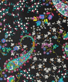 Paisley On Black Smooth Polyester Crepe, 145cm Wide | More Sewing