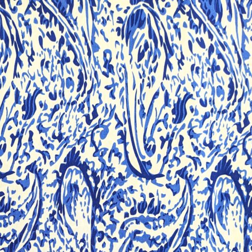 Tencel Fabric - Blue Paisley On Cream - 140cm Wide at More Sewing