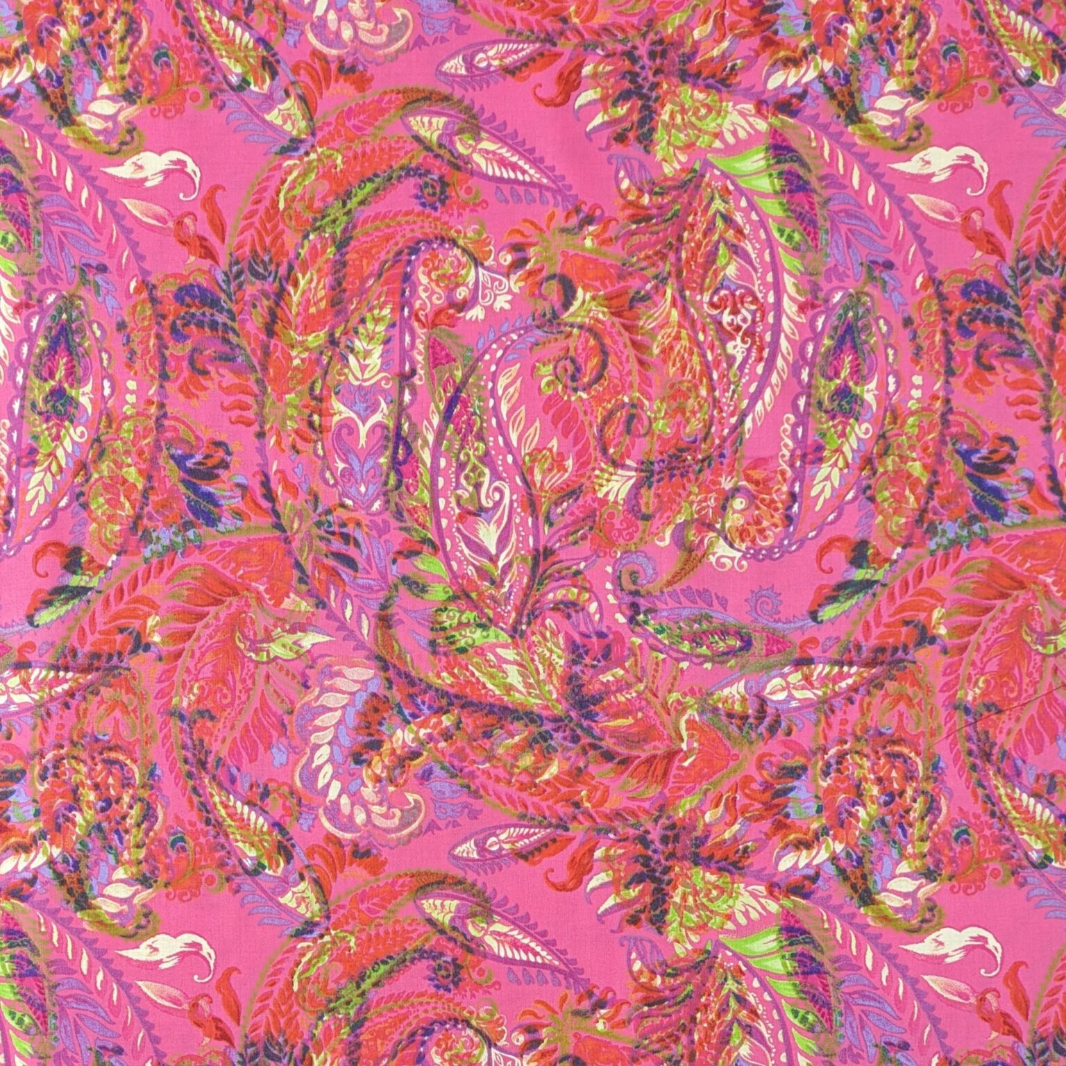 Pima Cotton Lawn Fabric - Bright Paisley - 140cm Wide at More Sewing