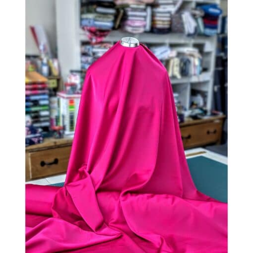Polyester Satin Back Crepe Fabric - Fuchsia Pink - Ex-Designer - 150cm Wide | More Sewing