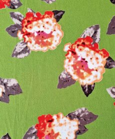 Crepe Polyester Fabric - Floral Blossom on Green -150cm Wide | More Sewing