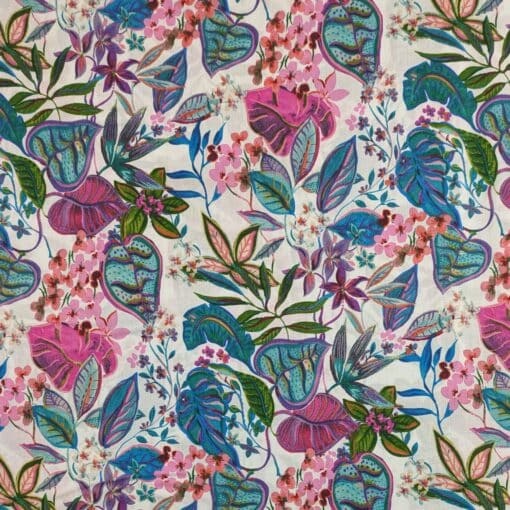 Pima Cotton Lawn Fabric - Exotic Floral - 140cm Wide at More Sewing