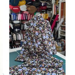 Cotton Lawn Fabric - Blue Floral On Dark - 140cm Wide | More Sewing