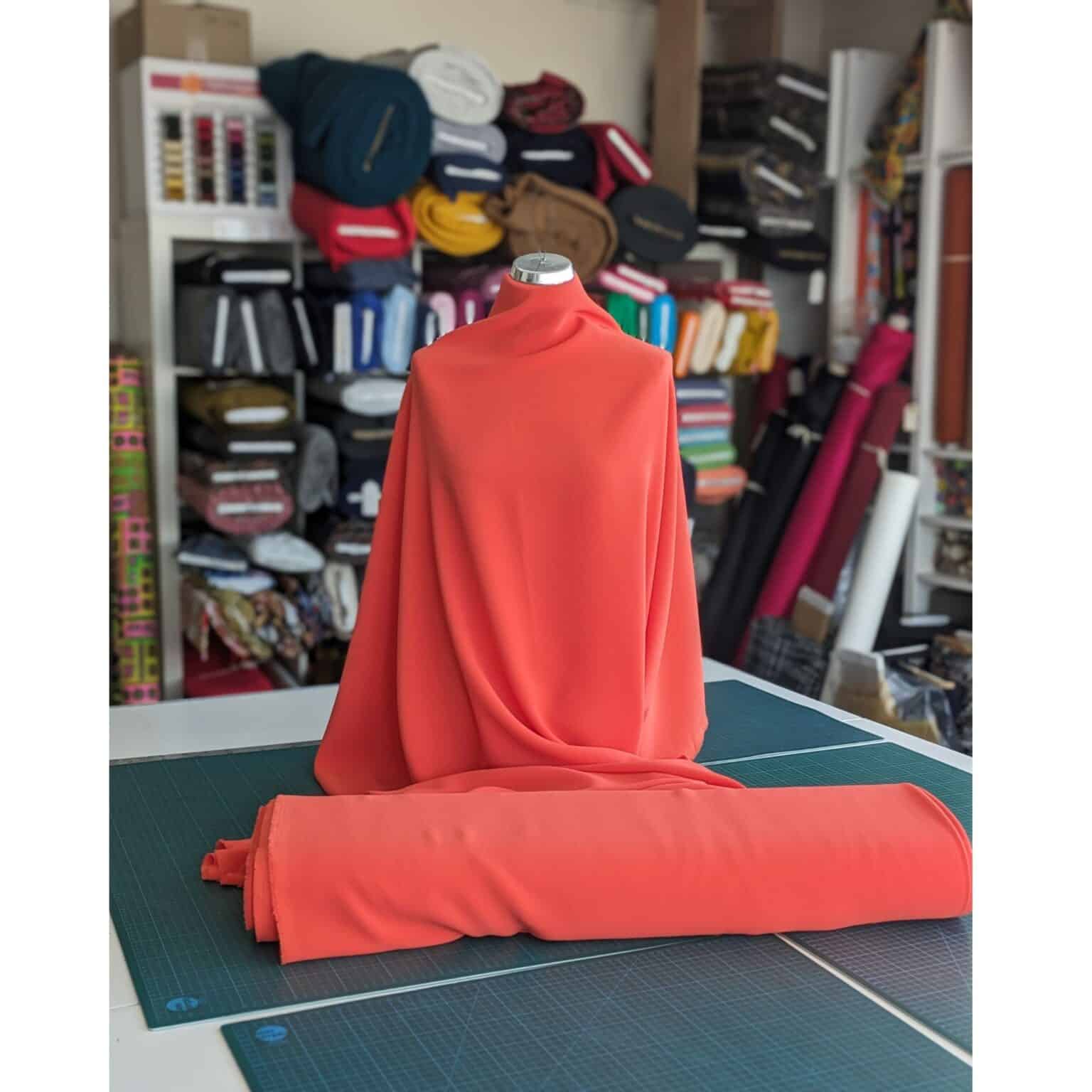 Polyester Triple Crepe Fabric - Orange - 150cm Wide