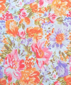 Cotton Poplin Fabric - Pink And Orange Floral - 145cm Wide | More Sewing