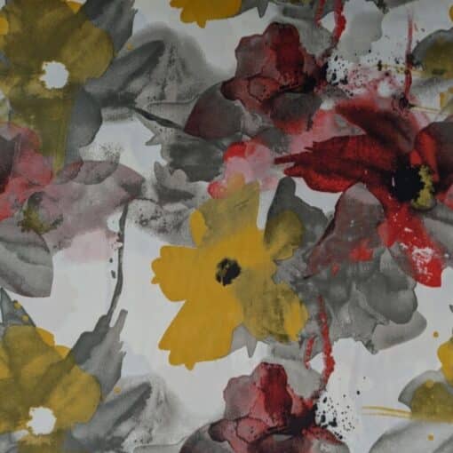 Polyester Satin Fabric - Autumn Floral - 145cm Wide