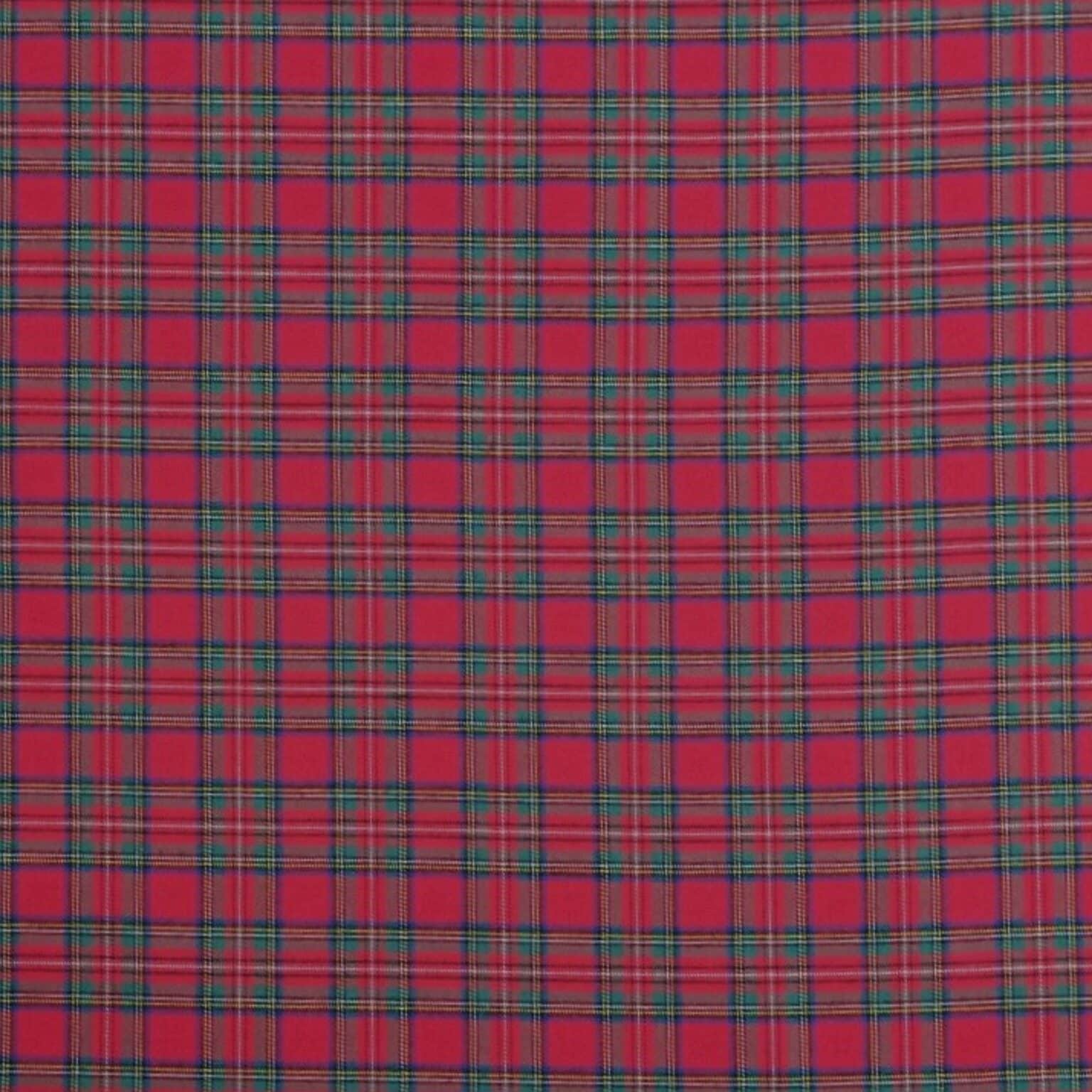 Brushed Cotton Fabric - Royal Stewart Tartan - Red & Green - 145cm Wide