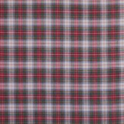 Brushed Cotton Fabric - Victoria Tartan - White & Green - 145cm Wide