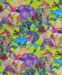 Viscose Fabric - Psychedelic Dragons - 140cm Wide