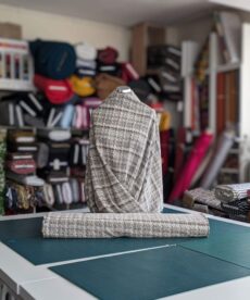 Knitted Boucle Fabric - Designer Check - 150cm Wide