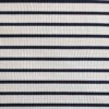 Cotton Jersey Fabric French Terry - Yarn Dyed Stripe - Cream with Navy Blue - Four Way Stretch - 155cm Wide