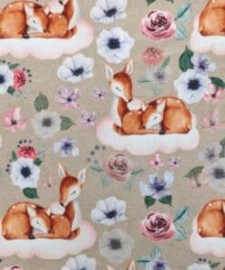 Cotton Jersey Fabric - Deer In The Clouds - 140cm Wide REMNANT