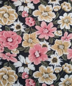Viscose Fabric - Floral On Black - 140cm Wide