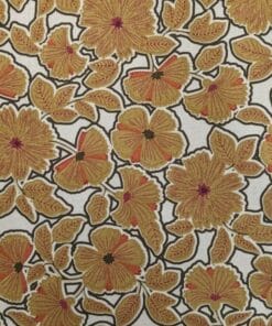 Viscose Fabric - Gold Floral - 140cm Wide REMNANT