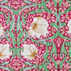 Viscose Fabric - Morris On Red - 140cm Wide - More Sewing