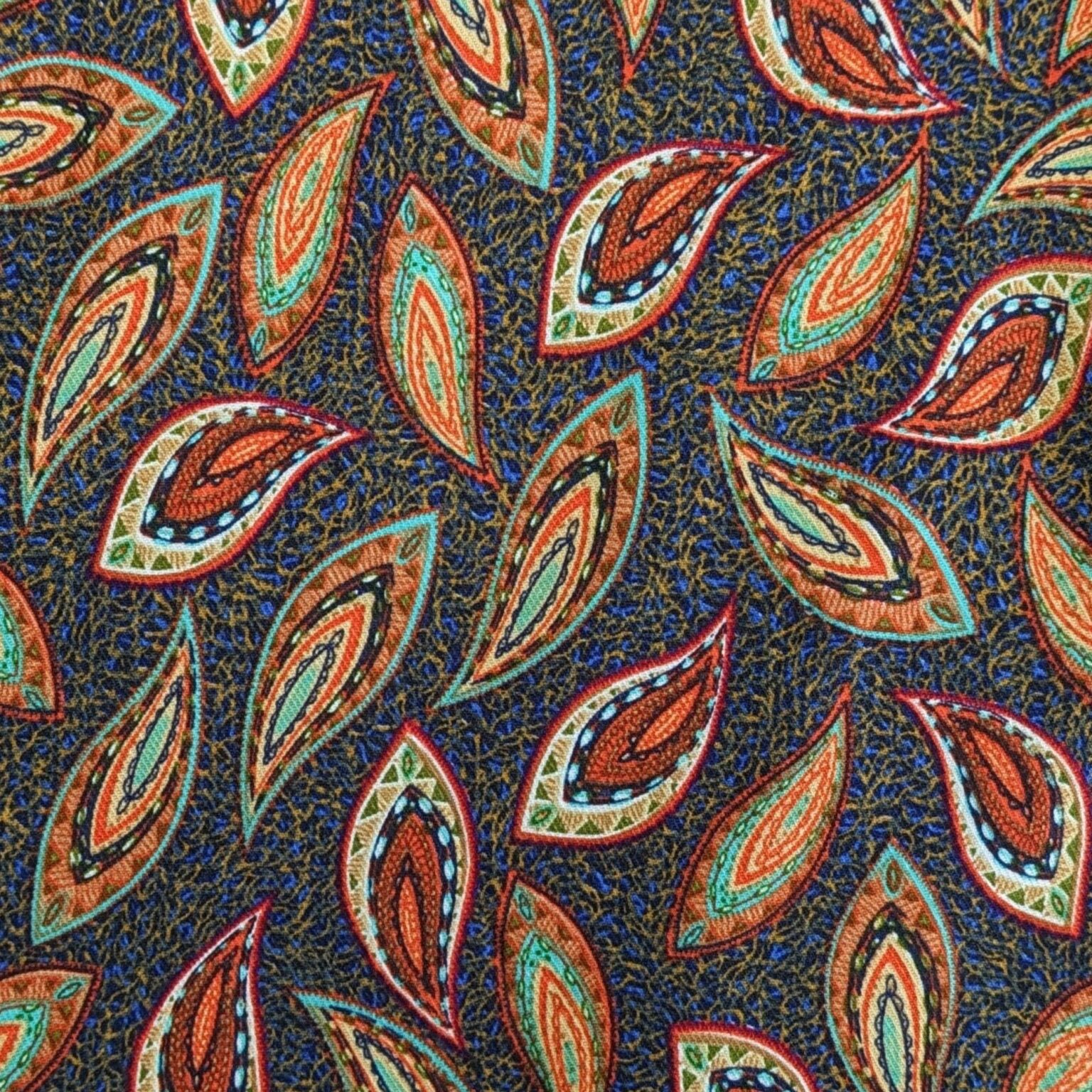 Viscose Fabric - Retro Paisley Leaf - 140cm Wide REMNANT