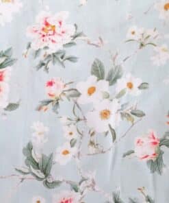 Viscose Fabric - Floral Pale Blue - 140cm Wide REMNANT