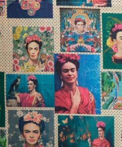 Faux Silk Fabric Frida Kahlo Portraits