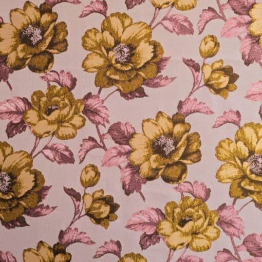 Deadstock Polyester Brocade Fabric Blossom Metal