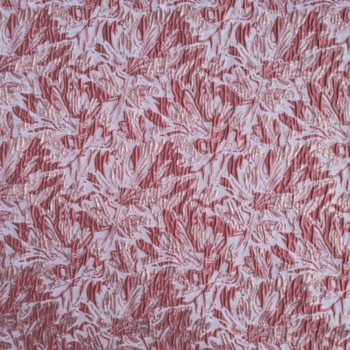 Deadstock Polyester Brocade Fabric Forest Leaves Metal