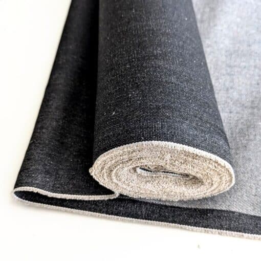 14oz Black Rigid Denim Fabric - Heavyweight - For Jeans, Jackets