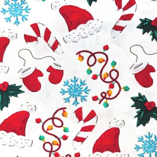 Cotton Fabric - Christmas Mix On White - 150cm Wide