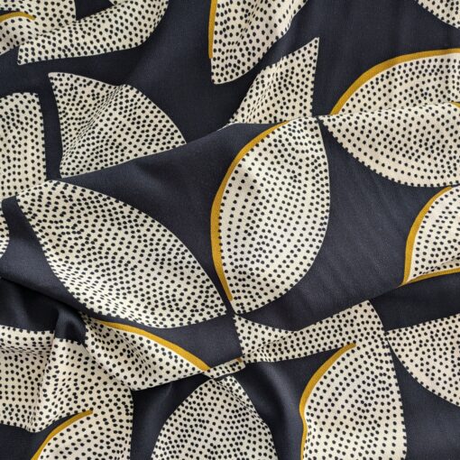 Viscose Marocain Fabric, Graphic Leaves, Deadstock