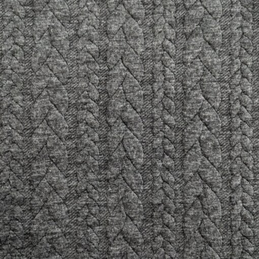 Cable Knit Jersey Fabric - Charcoal Grey - 150cm Wide