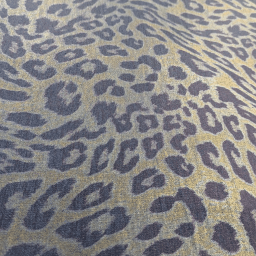 Denim Foil Fabric - Leopard Print