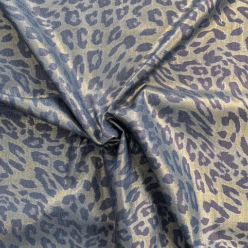 Denim Foil Fabric - Leopard Print