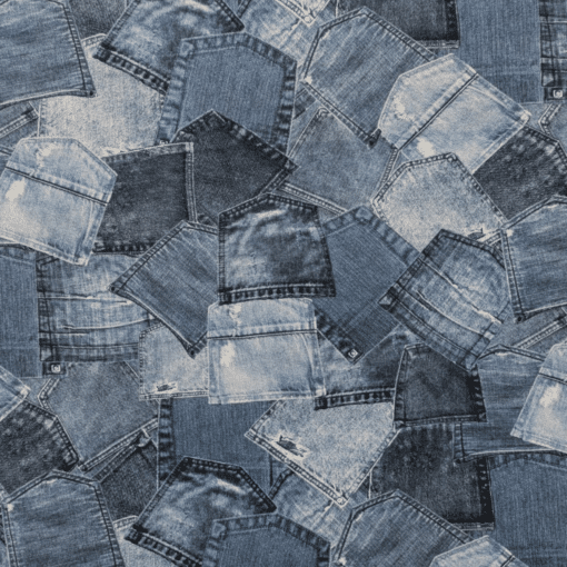 Cotton Jersey Fabric - Jeans Patchwork - Four Way Stretch – Oeko Tex