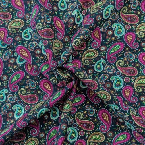 bright paisley dress fabric, cotton corduroy