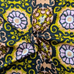 retro 70s floral pattern viscose dress fabric