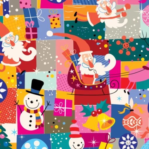 Cotton Fabric Christmas Squares Digital Print 150cm Wide