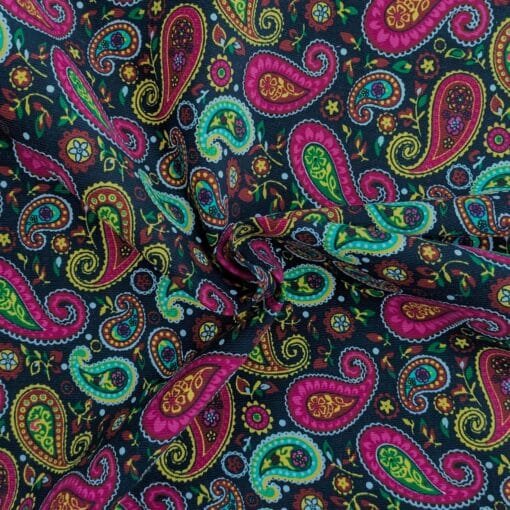 Cotton Babycord / Needlecord Fabric Retro Paisley 110cm Wide