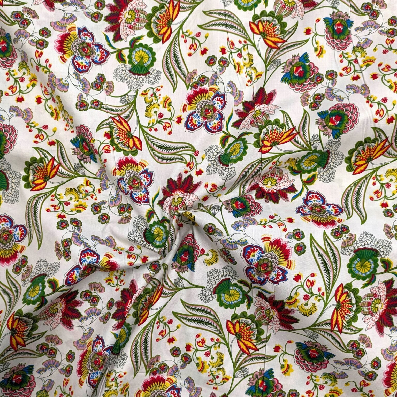 Cotton Lycra Poplin Fabric Floral Pattern Deadstock