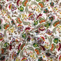 Cotton Lycra Poplin Fabric Floral Pattern Deadstock