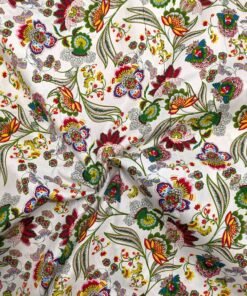 Cotton Lycra Poplin Fabric Floral Pattern Deadstock