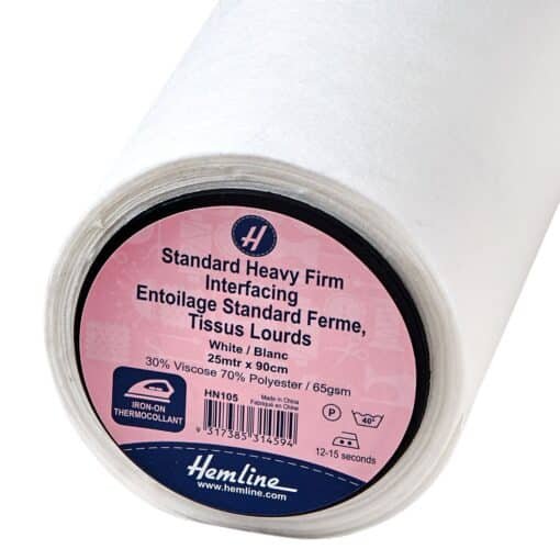 Hemline - Heavy Firm Iron On Interfacing White- 90cm Wide