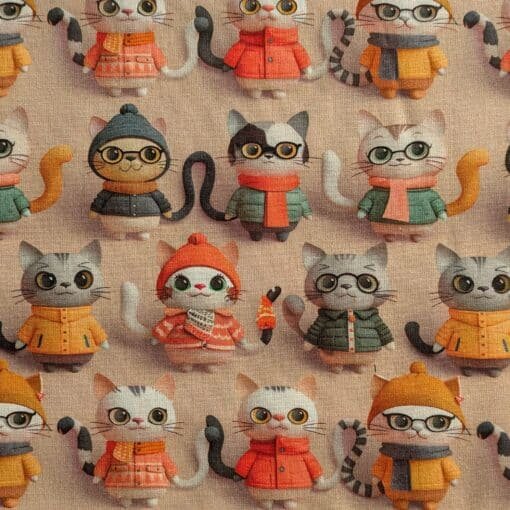 Cotton Fabric - 3D Cats | More Sewing