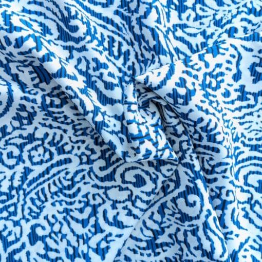 Batik Paisley On Blue Stripe 140cm Wide