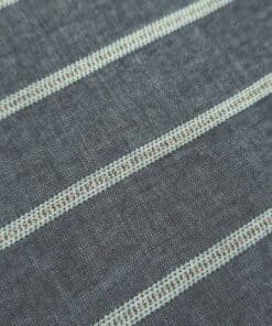 Metallic Lurex Stripe Chambray Fabric Blue/Ivory/Copper Deadstock 150cm Wide