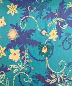 Cotton Poplin Fabric Bright Blue Floral Ex Designer Deadstock 145cm Wide