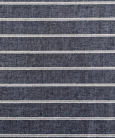 Metallic Lurex Stripe Chambray Fabric Blue/Ivory/Copper Deadstock 150cm Wide