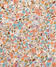 Viscose Fabric Turquoise Ditsy Floral With Gold Lurex Deadstock 140cm Wide