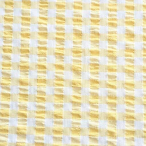 Seersucker Fabric Yellow Gingham Deadstock 145cm Wide