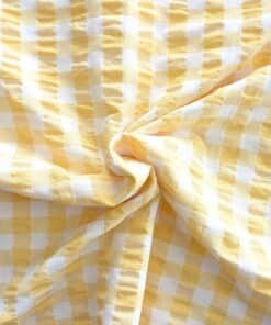 Seersucker Fabric Yellow Gingham Deadstock 145cm Wide