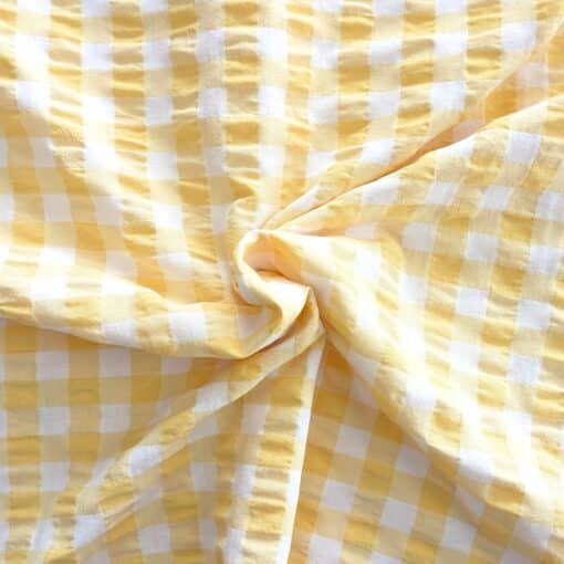 Seersucker Fabric Yellow Gingham Deadstock 145cm Wide