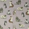Cotton Poplin Fabric Cat Print 145cm Wide