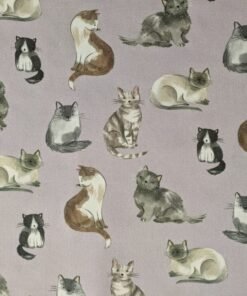 Cotton Poplin Fabric Cat Print 145cm Wide